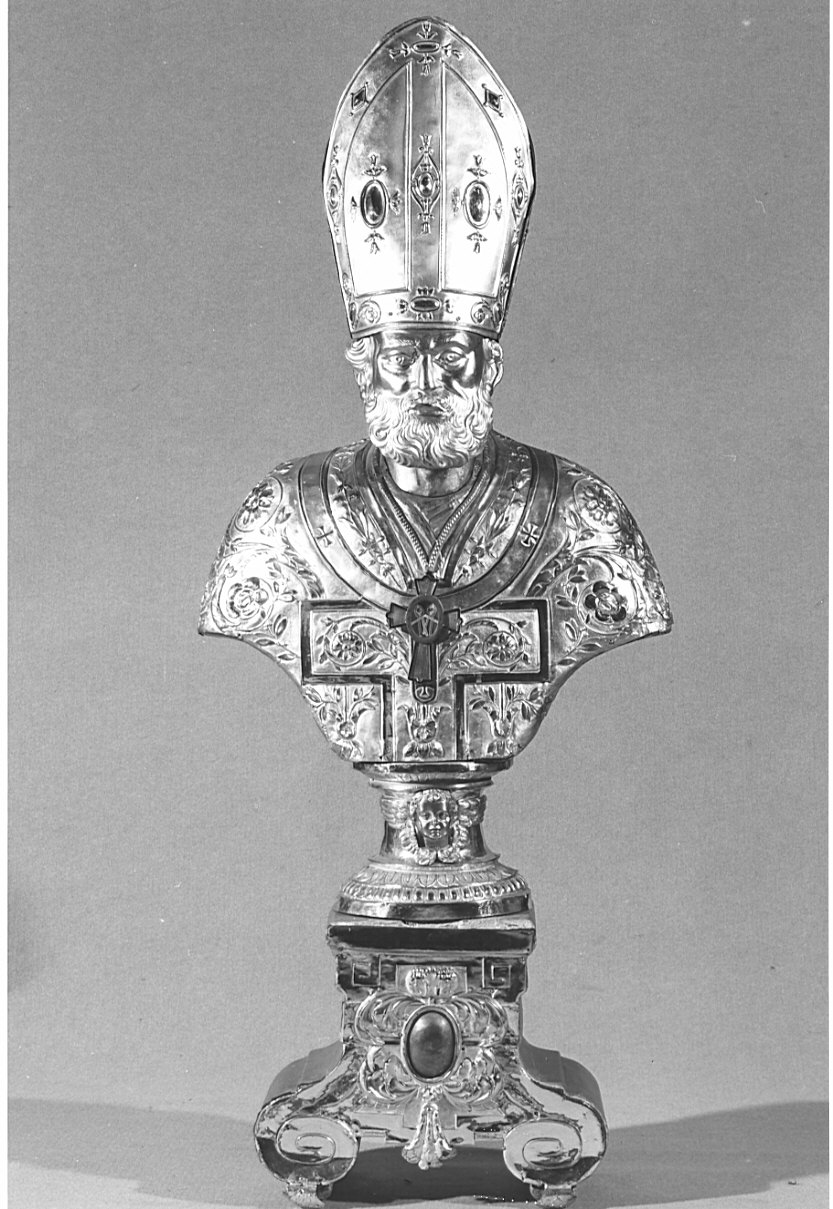 Santo vescovo (reliquiario - a busto, opera isolata) - manifattura lombarda (secondo quarto sec. XIX)