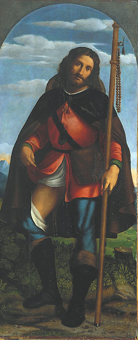 San Rocco, San Rocco (scomparto di trittico, frammento) di Negretti Jacopo detto Palma il Vecchio (sec. XVI)
