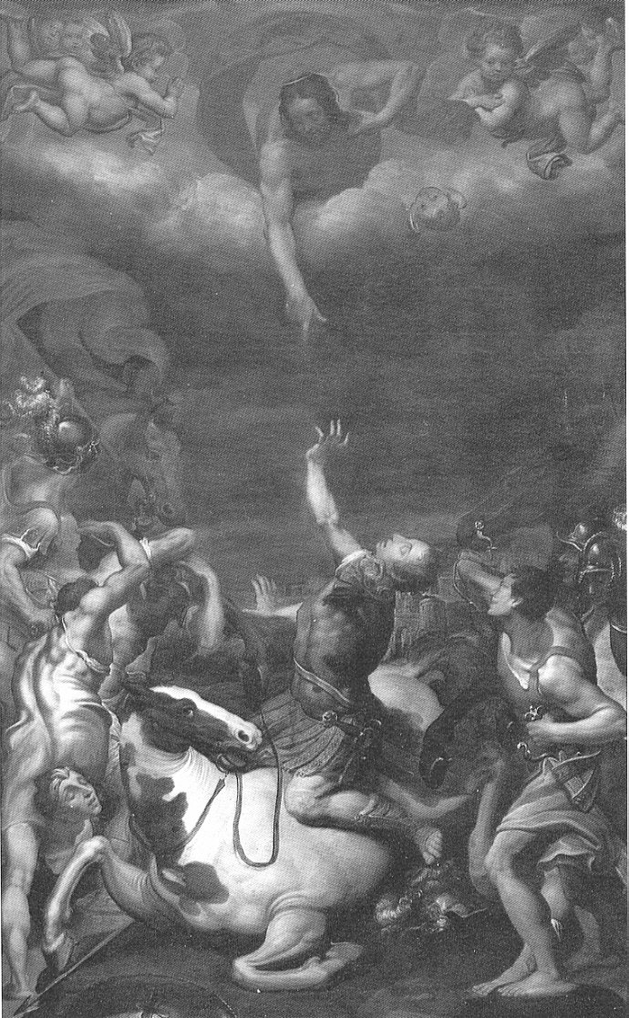 La Caduta di San Paolo, Cristo appare a San Paolo e lo esorta a tornare a Roma (dipinto, opera isolata) di Costa Lorenzo il Giovane (sec. XVI)