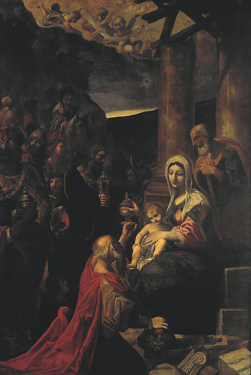 L'adorazione dei Magi, adorazione dei Re Magi (dipinto, opera isolata) di Carracci Ludovico (sec. XVII)