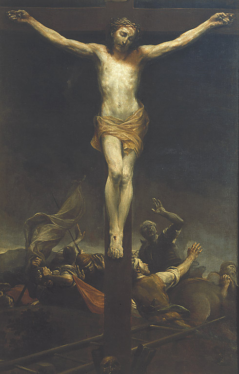 Crocifissione, Crocifissione di Cristo (dipinto, opera isolata) di Crespi Giuseppe Maria detto Spagnoletto (sec. XVIII)