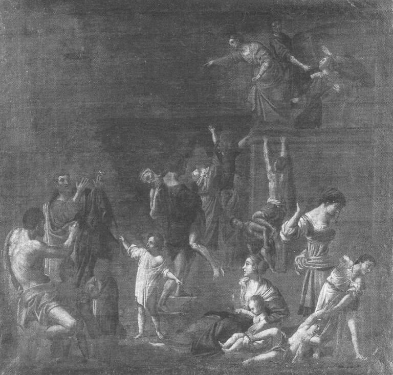 Santa Cecilia che distribuisce i suoi averi ai poveri, Santa Cecilia distribuisce i suoi beni ai poveri (dipinto, opera isolata) di Zampieri Domenico detto Domenichino (scuola) (sec. XVII)