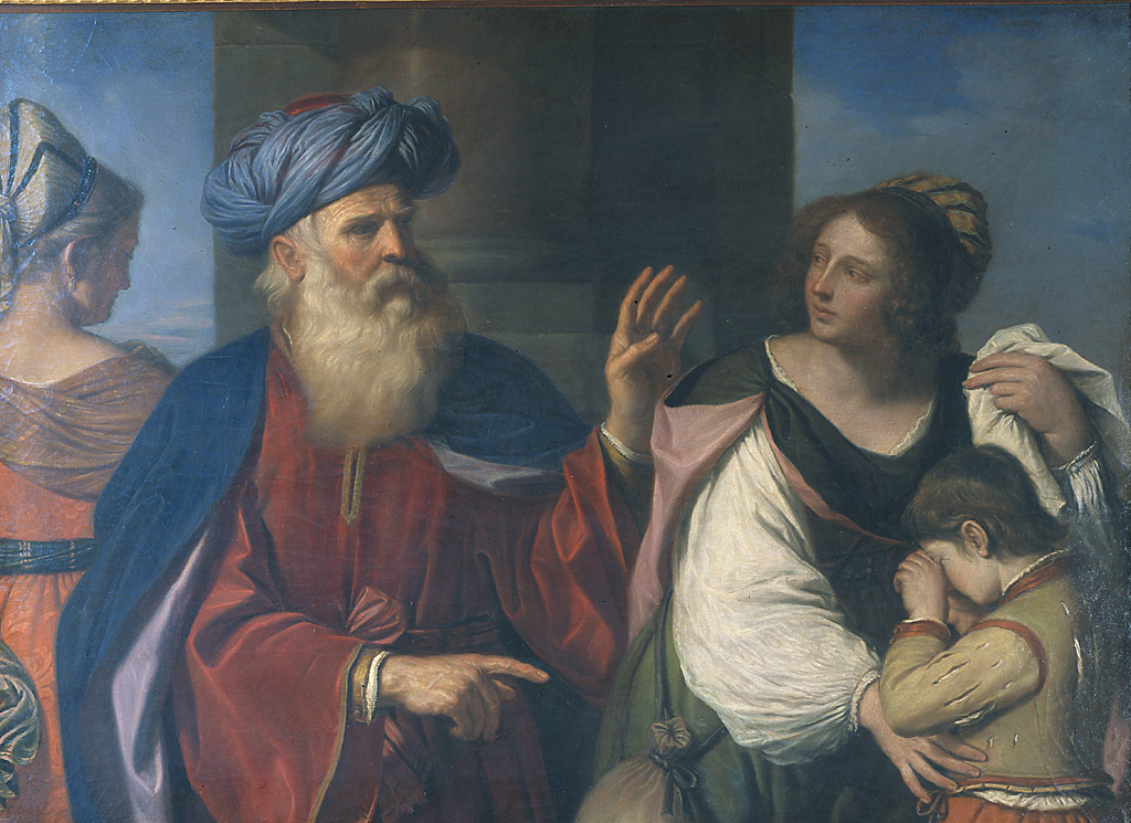 Abramo ripudia Agar e Ismaele, Abramo e Agar (dipinto, opera isolata) di Barbieri Giovan Francesco detto Guercino (sec. XVII)