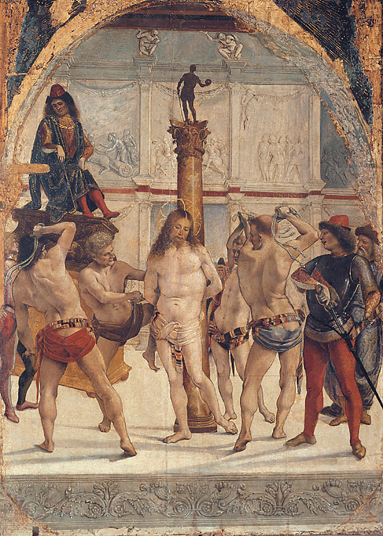 Flagellazione, flagellazione (dipinto, elemento d'insieme) di Signorelli Luca (sec. XV)