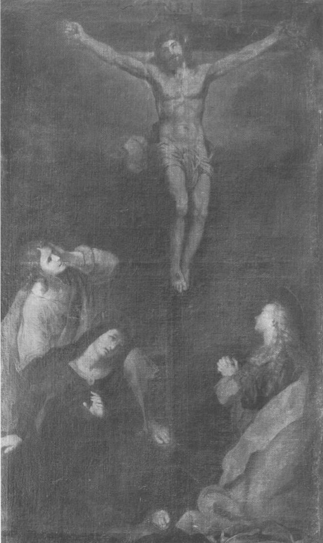 Cristo in croce, la Vergine e i Santi Giovanni Evangelista e Maddalena, Cristo crocifisso con la Madonna, Santa Maria Maddalena e San Giovanni evangelista (pala d'altare, opera isolata) di Fiori Federico detto Barocci (scuola) (primo quarto sec. XVII)