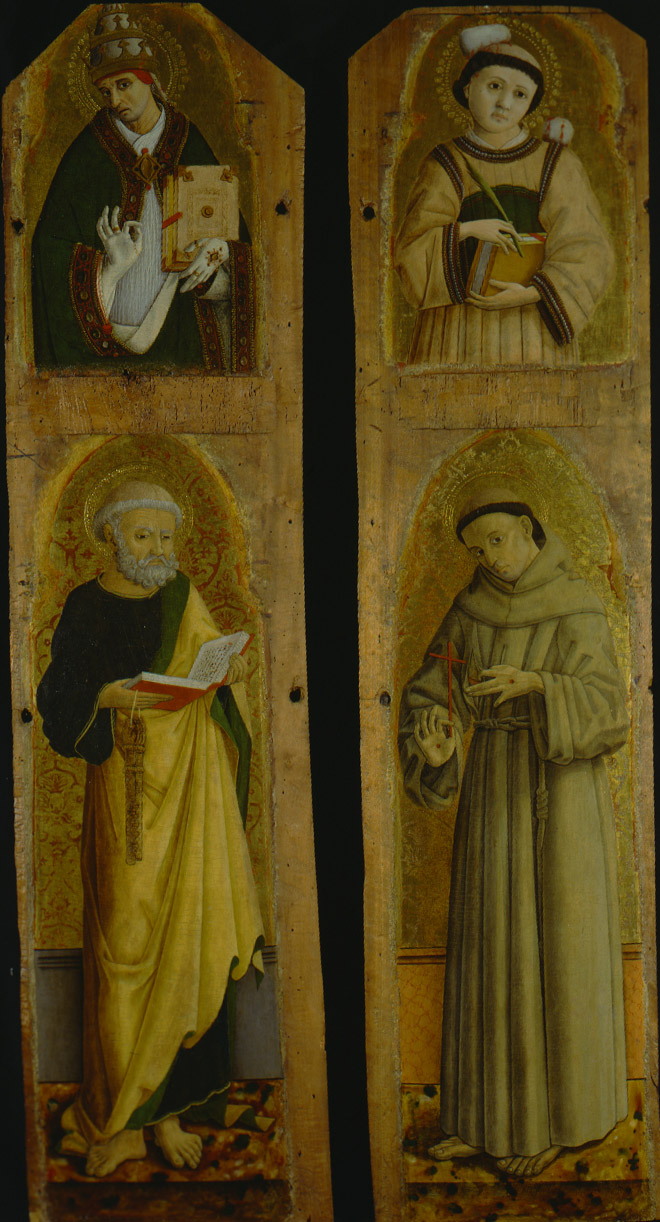 Santo Stefano, San Francesco, Santo Stefano (scomparto di polittico, elemento d'insieme) di Alemanno Pietro (sec. XV)