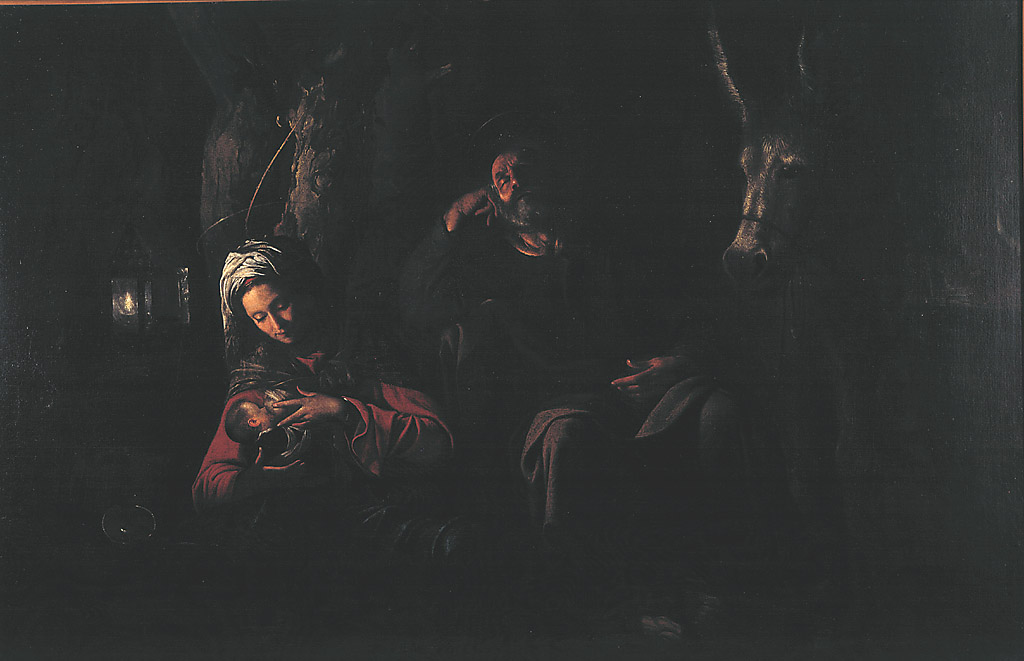 Riposo nella fuga in Egitto, riposo nella fuga in Egitto (dipinto, opera isolata) di Merisi Michelangelo detto Caravaggio (maniera) (sec. XVII)