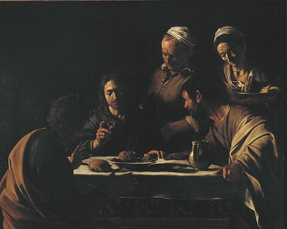 La Cena in Emmaus, cena in Emmaus (dipinto, opera isolata) di Merisi Michelangelo detto Caravaggio (sec. XVII)