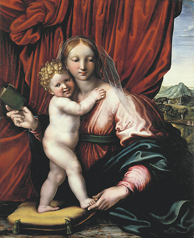 Madonna con il Bambino, Madonna con Bambino (dipinto, opera isolata) di Pippi Giulio detto Giulio Romano (maniera) (sec. XVI)