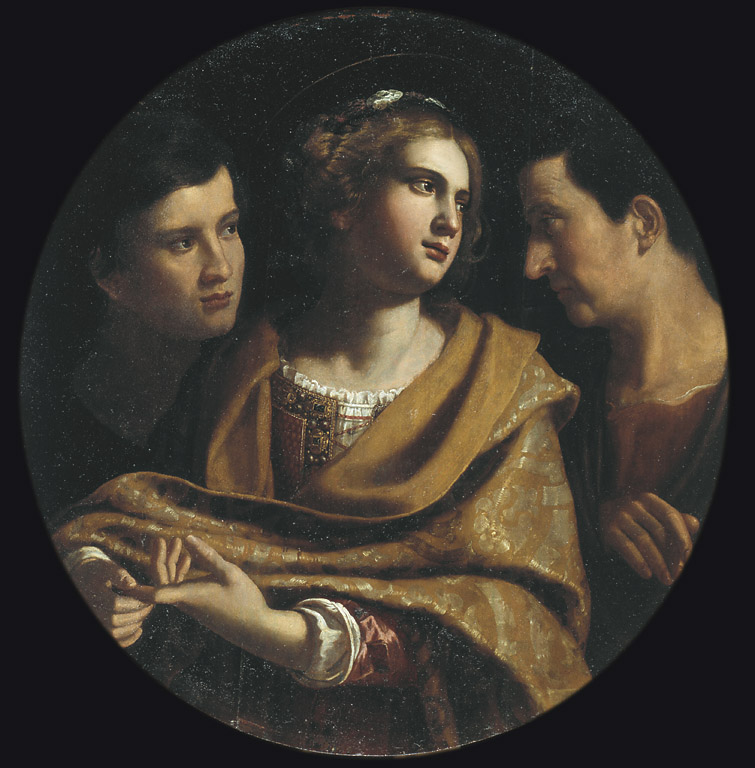 Disputa di Santa Caterina, disputa di Santa Caterina d'AlesSandria con i filosofi (dipinto, opera isolata) di Gramatica Antiveduto (sec. XVII)
