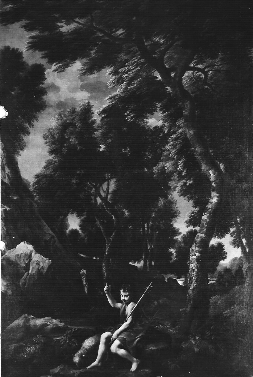Paesaggio con San Giovannino, paesaggio con San Giovannino (dipinto, opera isolata) di Mola Pier Francesco, Dughet Gaspard detto Pussino (sec. XVII)