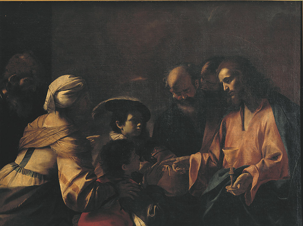 Una madre affida i figli a Cristo, Cristo benedice i fanciulli (dipinto, opera isolata) di Preti Mattia (sec. XVII)