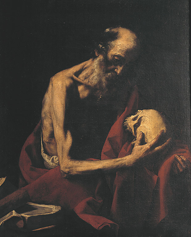 San Girolamo in meditazione, San Girolamo in meditazione (dipinto, opera isolata) di De Ribera Jusepe detto Spagnoletto (metà sec. XVII)