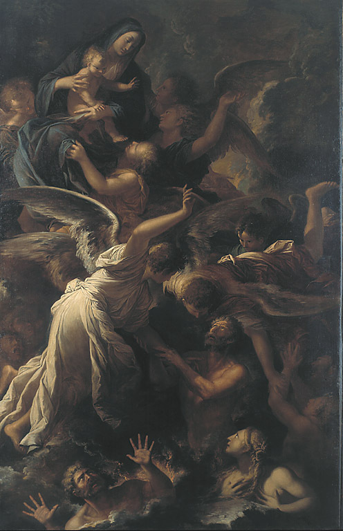 La Madonna del suffragio, Madonna che intercede per le anime del purgatorio (dipinto, opera isolata) di Rosa Salvator (sec. XVII)