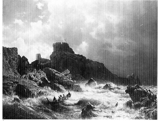 Marina agitata sotto un cielo burrascoso, Tempesta sul mare (dipinto, opera isolata) di Achenbach Andreas (sec. XIX)