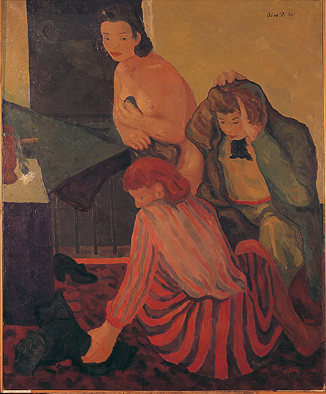 Particolare di un gineceo, donne in un interno (dipinto, opera isolata) di Birolli Renato (sec. XX)