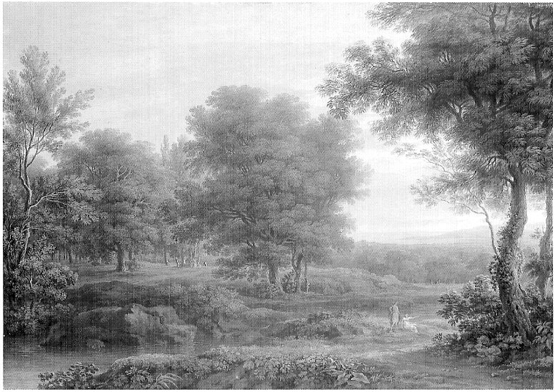 Paesaggio, paesaggio con alberi (dipinto, opera isolata) di Burcher Gaetano (sec. XIX)