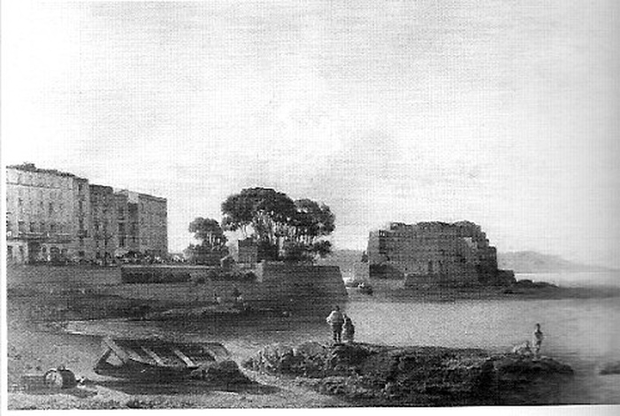 Il castello dell'Ovo, veduta di Castel dell'Ovo (dipinto, opera isolata) di Ceruti Giovan Battista (sec. XIX)