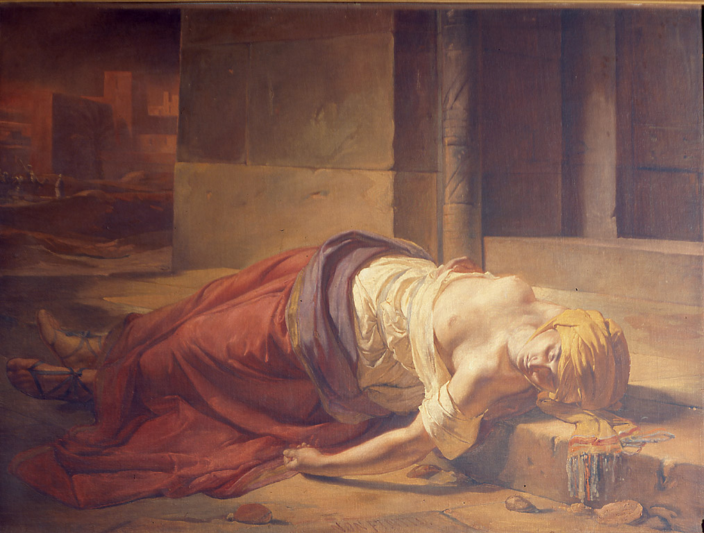 La moglie del levita di Efraim, moglie del levita di Efraim (dipinto, opera isolata) di Cornienti Cherubino (sec. XIX)