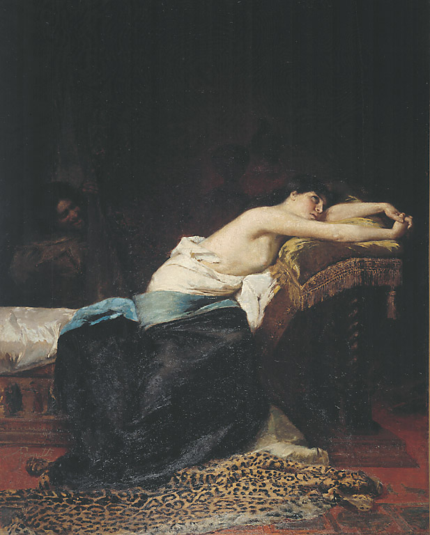 Jus primae noctis, figura femminile (dipinto, opera isolata) di Feragutti Visconti Adolfo (sec. XIX)