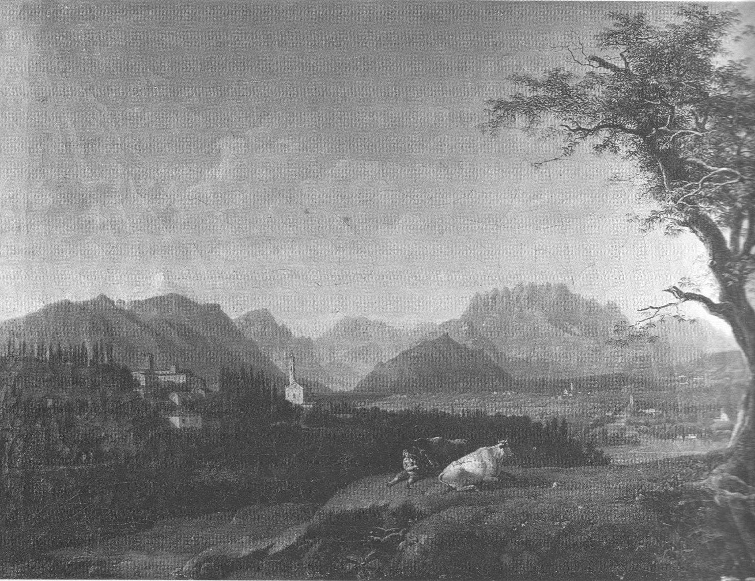 Dintorni d'Inverigo, paesaggio montano (dipinto, opera isolata) di Gozzi Marco (sec. XIX)