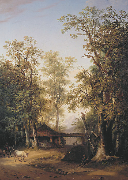 Paesaggio con ferriera, paesaggio rurale (dipinto, opera isolata) di Gozzi Marco (sec. XIX)