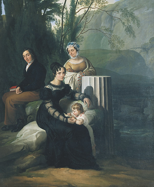 Ritratto di gruppo della famiglia Borri Stampa, scena famigliare (dipinto, opera isolata) di Hayez Francesco (sec. XIX)