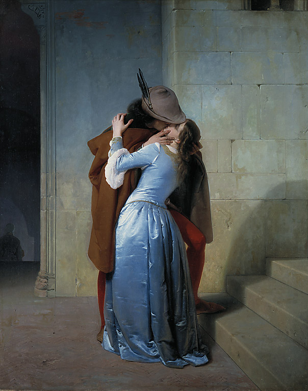 Il bacio, giovani amanti (dipinto, opera isolata) di Hayez Francesco (sec. XIX)