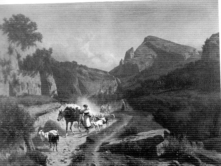 Alpi Apuane, paesaggio montuoso con pastori (dipinto, opera isolata) di Markò Andrea (sec. XIX)