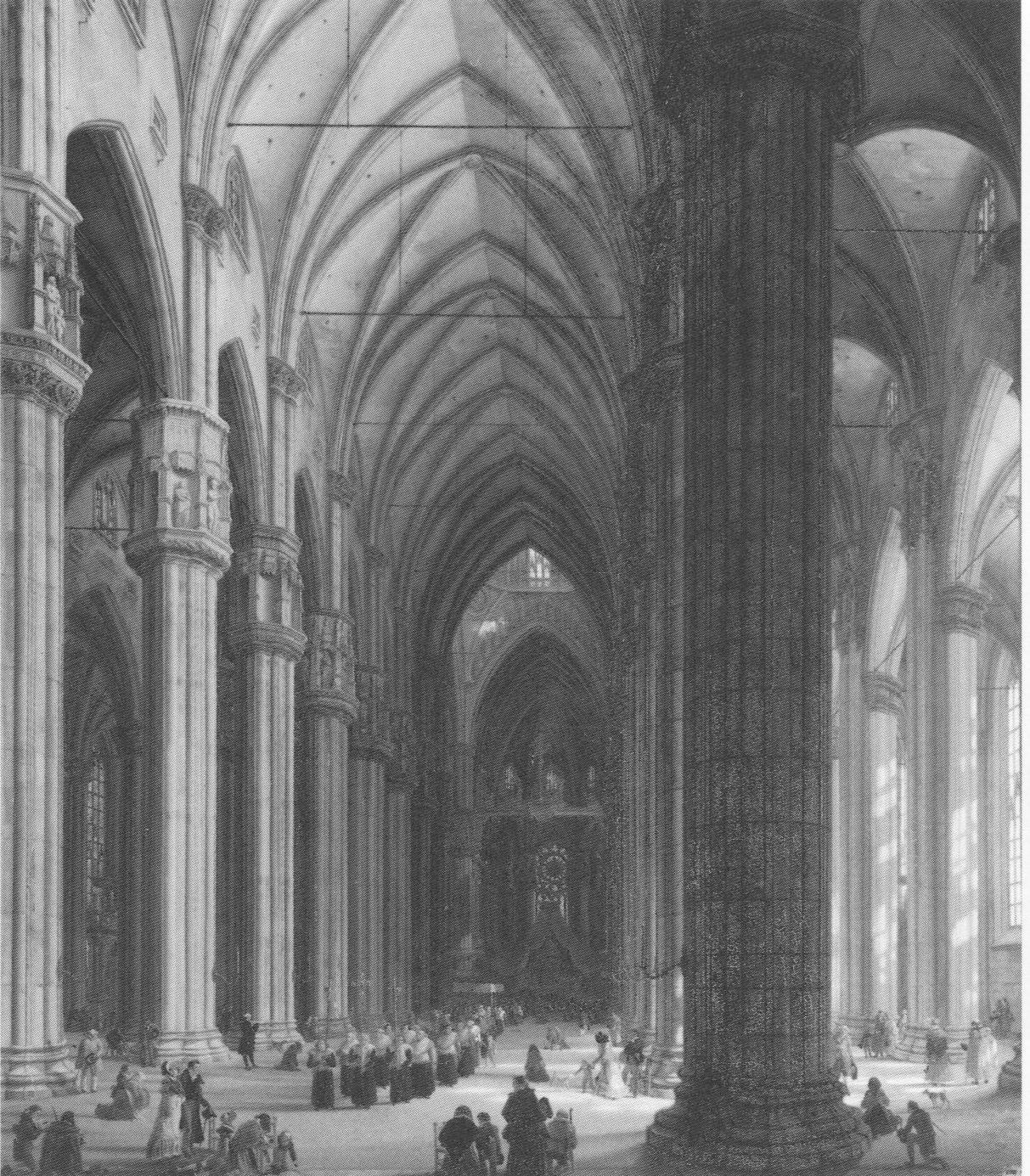 Interno del Duomo di Milano, interno del Duomo di Milano (dipinto, opera isolata) di Migliara Giovanni (sec. XIX)