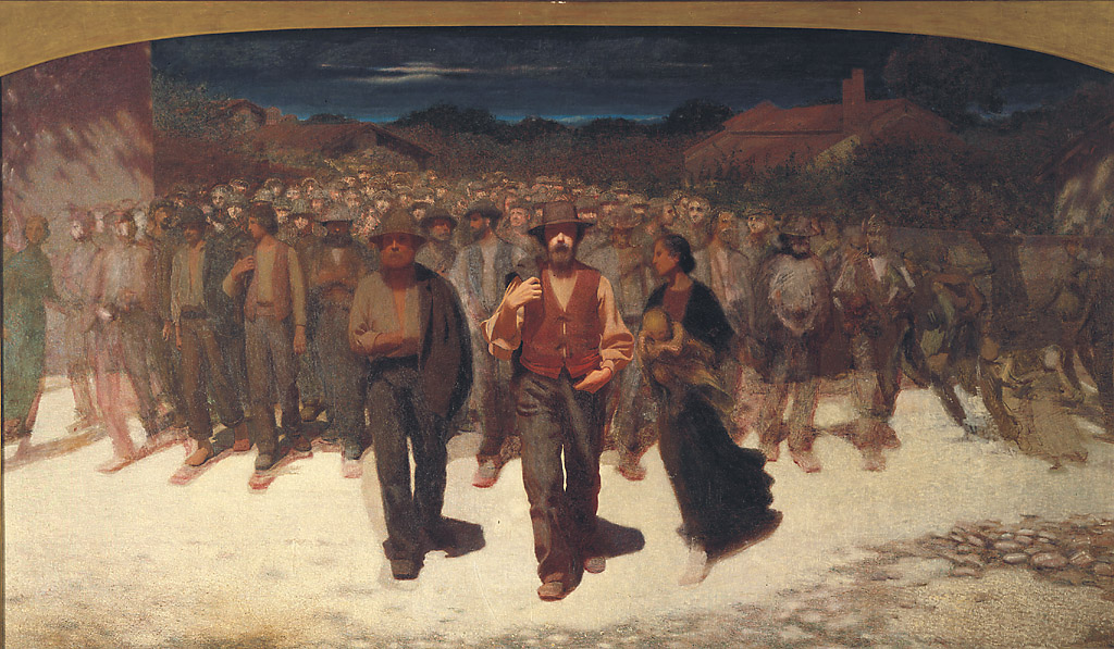 Fiumana, corteo (dipinto, opera isolata) di Pellizza Giuseppe detto Pellizza da Volpedo (sec. XIX)