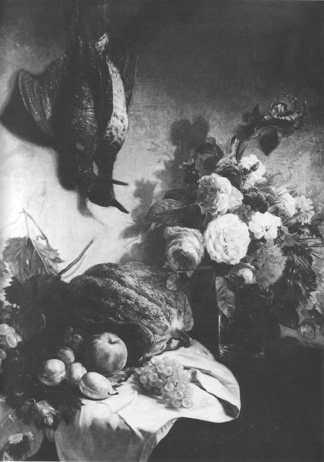 Natura morta con fiori e frutta, natura morta con cacciagione (dipinto, opera isolata) di Penuti Giuseppe (sec. XIX)