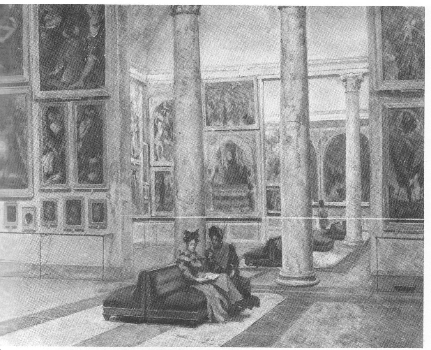 Interno della Pinacoteca di Brera, interno della Pinacoteca di Brera (dipinto, opera isolata) di Ripamonti Angelo (sec. XIX, sec. XIX)