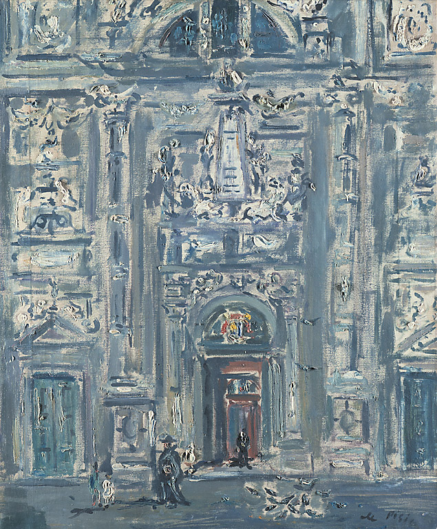 San Moisè, veduta prospettica di una chiesa veneziana (San Moisè) (dipinto, opera isolata) di Tibertelli Filippo detto De Pisis Filippo (sec. XX)