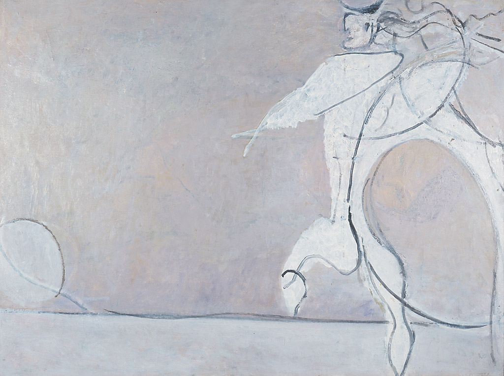 Angelo ribelle con luna bianca, angelo (dipinto, opera isolata) di Licini Osvaldo (sec. XX)