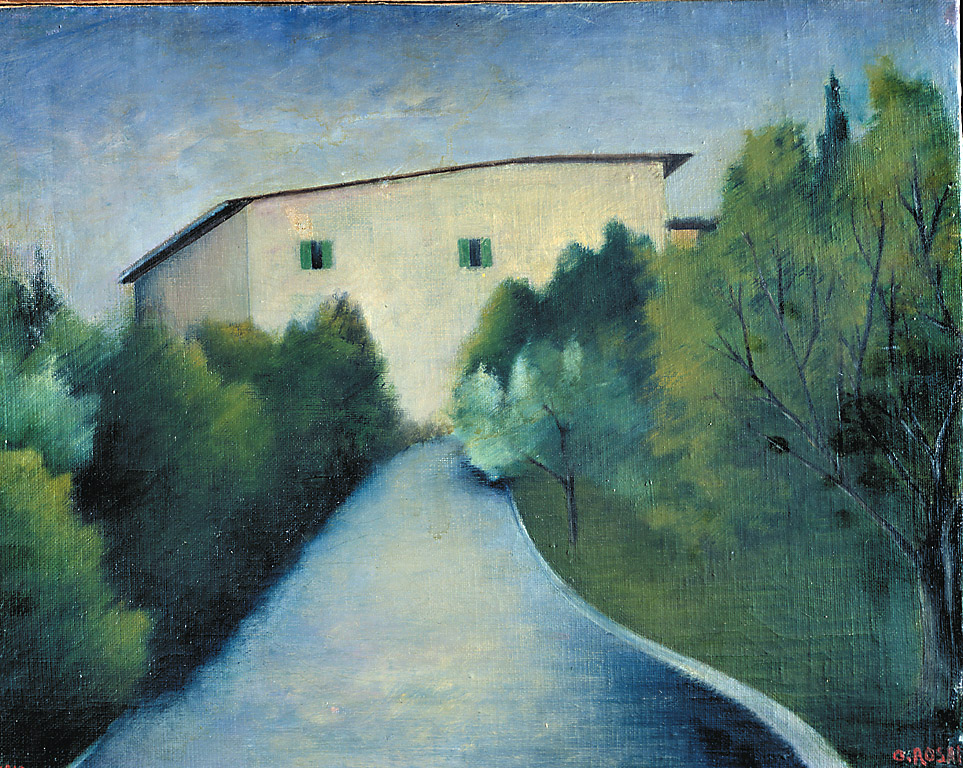 Casa toscana, paesaggio (dipinto, opera isolata) di Rosai Ottone (sec. XX)