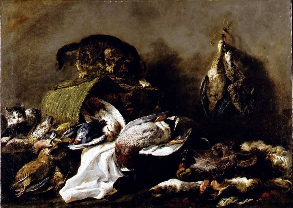 Selvaggina morta (con gatto), natura morta con cacciaggione (dipinto, serie) di Fyt Johannes (sec. XVII)