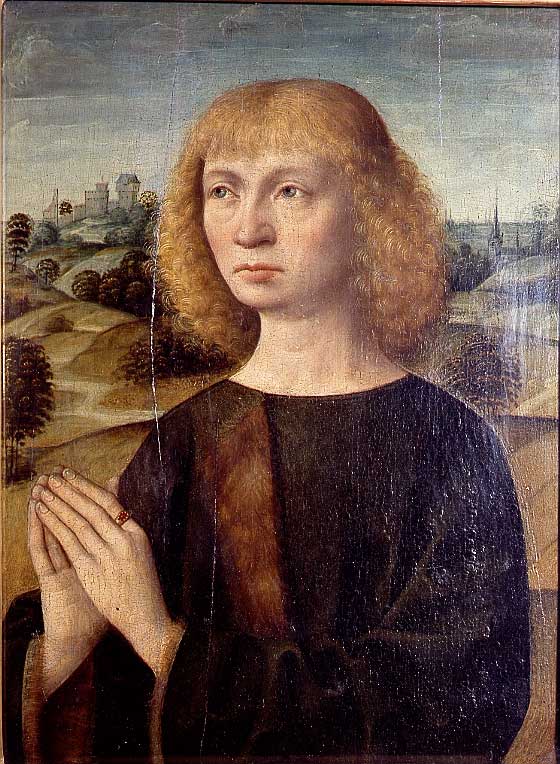 Ritratto d'uomo in preghiera, figura maschile che prega (valva di dittico, frammento) di Rode Hermen (attribuito) (sec. XV)