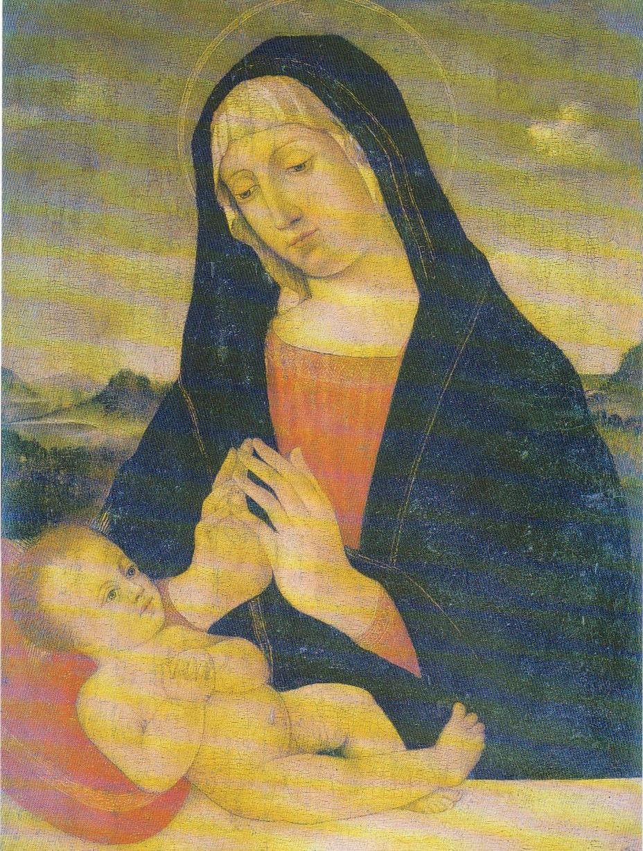 Madonna adorante il Bambino, Madonna con Bambino (dipinto, opera isolata) di Bellini Giovanni (maniera) (sec. XV)