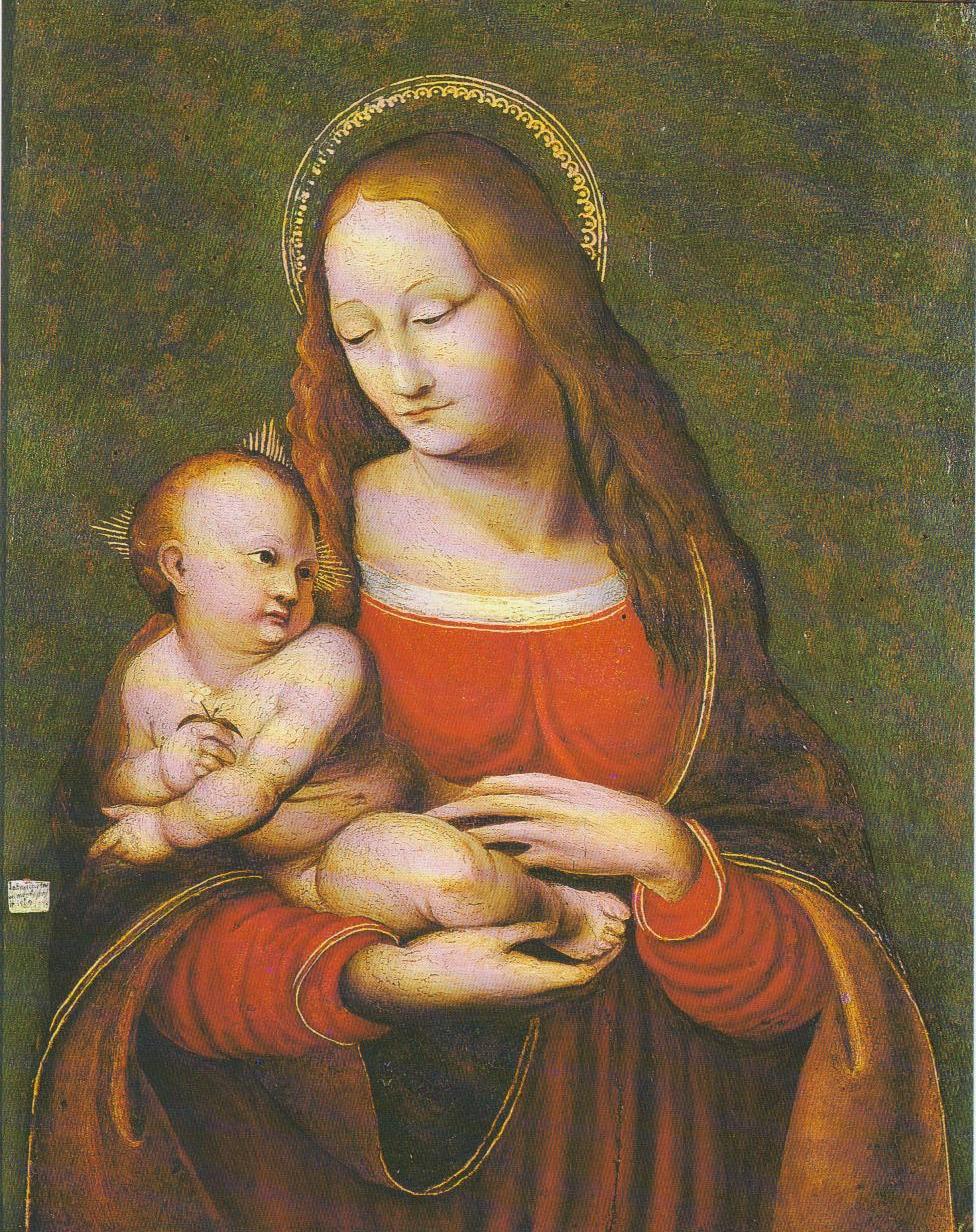 Madonna col Bambino, Madonna con Bambino (dipinto, opera isolata) di Belmonte Giovan Battista (sec. XVI)