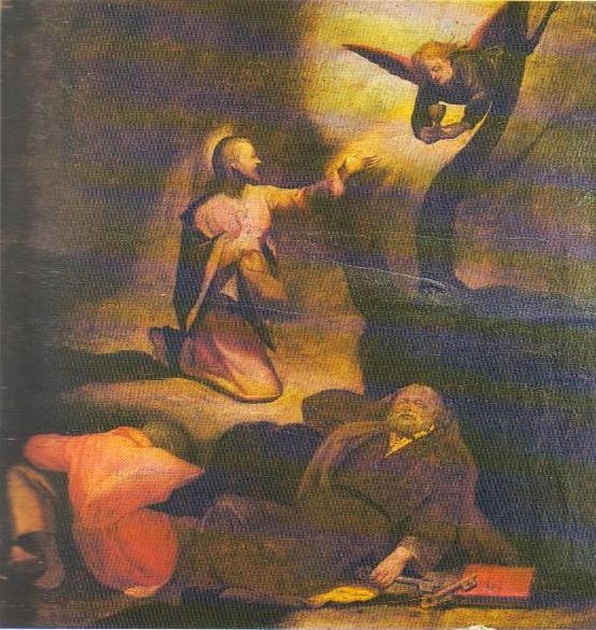 Orazione nell'orto, orazione di Cristo nell'orto del Getsemani (dipinto, opera isolata) di Boscoli Andrea (scuola) (sec. XVII)