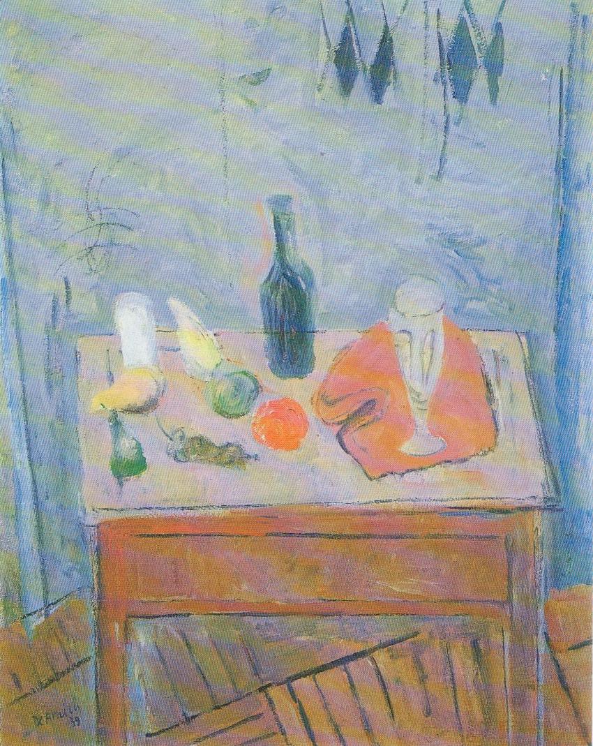 Natura morta, natura morta con frutta (dipinto, opera isolata) di De Amicis Cristoforo (sec. XX)