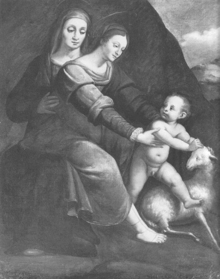 Madonna con Bambino e Sant'Anna, Madonna con Bambino e Sant'Anna (dipinto, opera isolata) di Leonardo da Vinci (maniera) (secc. XVI/ XVII)