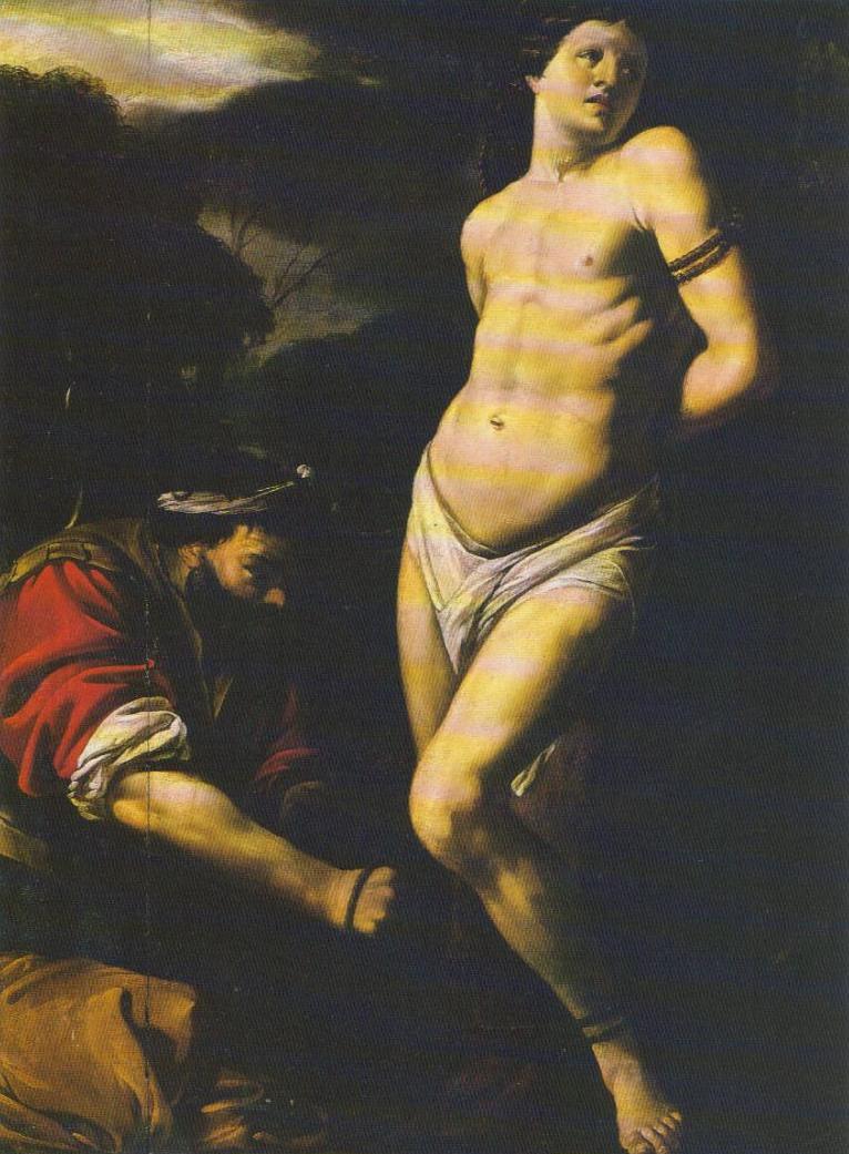 San Sebastiano e un manigoldo, San Sebastiano (dipinto, opera isolata) - ambito ferrarese (prima metà sec. XVII)