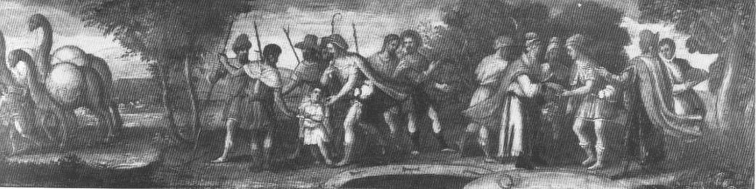 Giuseppe venduto dai fratelli, Giuseppe venduto dai fratelli (dipinto, frammento) - ambito veneto (fine sec. XVI)