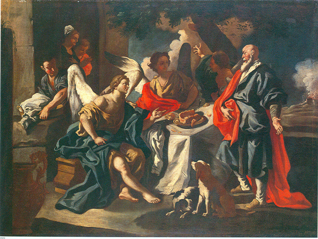 Abramo e gli angeli, Abramo e i tre angeli (dipinto, opera isolata) di Solimena Francesco detto Abate Ciccio (bottega) (metà sec. XVIII)