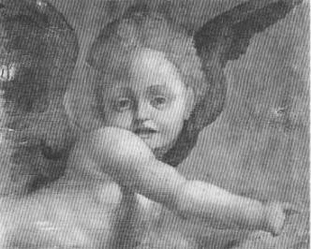 Angelo in volo, angioletto (pala d'altare, frammento) di Ezechia da Vezzano detto Zacchia il Vecchio (sec. XVI)