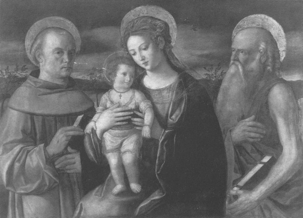 Madonna con il Bambino tra i Santi Francesco e Girolamo, Madonna con Bambino e con San Francesco e San Girolamo (dipinto, opera isolata) - ambito veneto (sec. XVI)