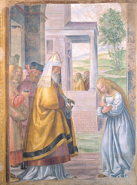 Congedo di Maria dal Tempio, Maria Vergine lascia il Tempio (dipinto, ciclo) di Luini Bernardino (primo quarto sec. XVI)