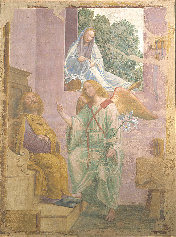 Il sogno di San Giuseppe, sogno di San Giuseppe (dipinto, ciclo) di Luini Bernardino (primo quarto sec. XVI)